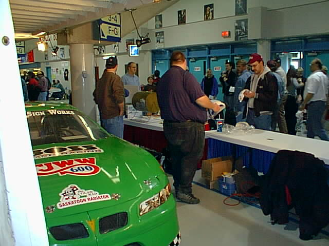 Looking out from our booth at  a car show, That IS the main entrance in Sask Place.